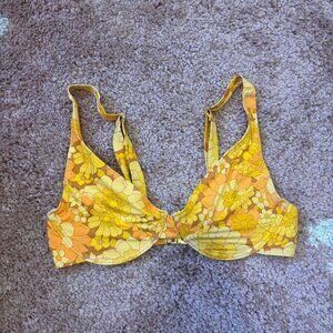 Sister Swim New York - Womens Yellow/Orange Floral Bikini Top Size Large L